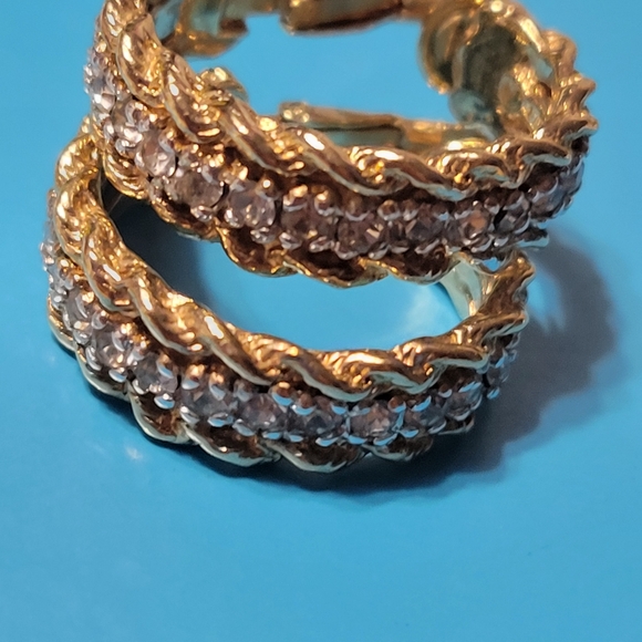 VINTAGE PANETTA GOLD AND SILVER BRAIDED HOOP CLIP ON EARRINGS